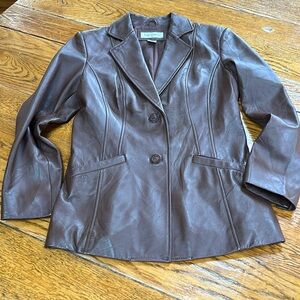 Preston & York Genuine Lambskin leather ladies blazer.  Brown, Size Small.